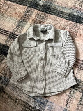 Little Bipsy Waffle-Knit Button-Up Shirt